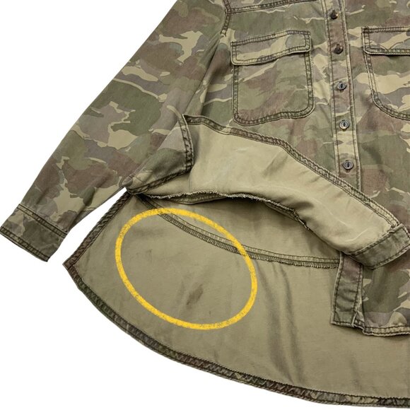 Anthropologie Montana Camo Buttondown Blouse 4P Petite Green Long Sleeve Fall - Picture 7 of 12